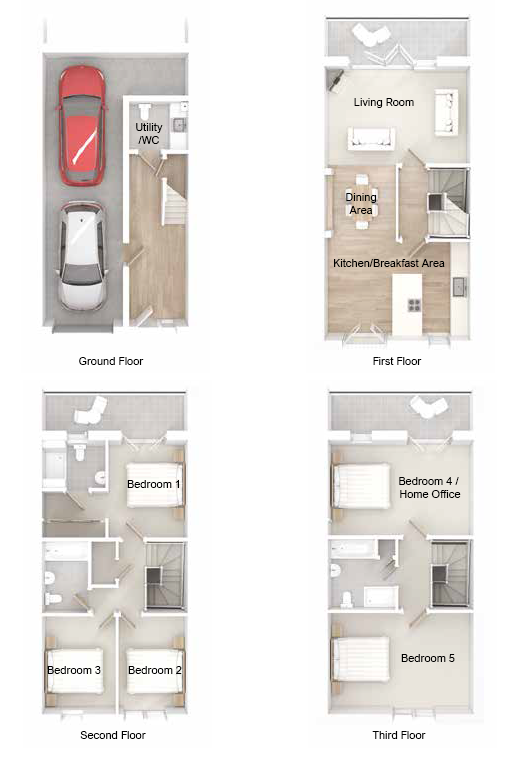 5 bedroom townhouse floorplan